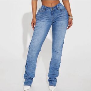 Fashion Nova NWT! Stacked Straight Leg Jeans